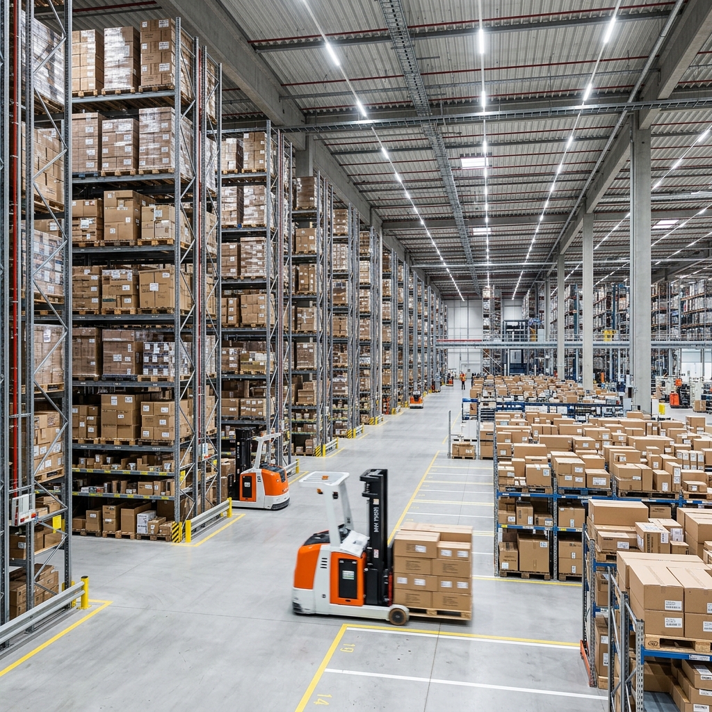 Modern automated logistics warehouse facility